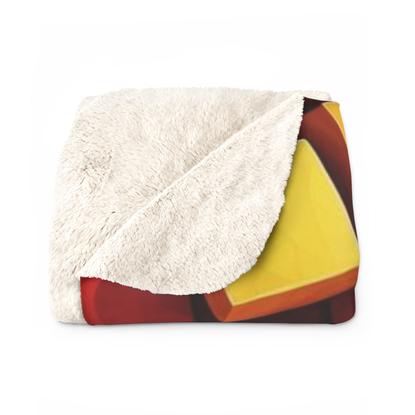 Sherpa Blanket Red & Yellow Cubes