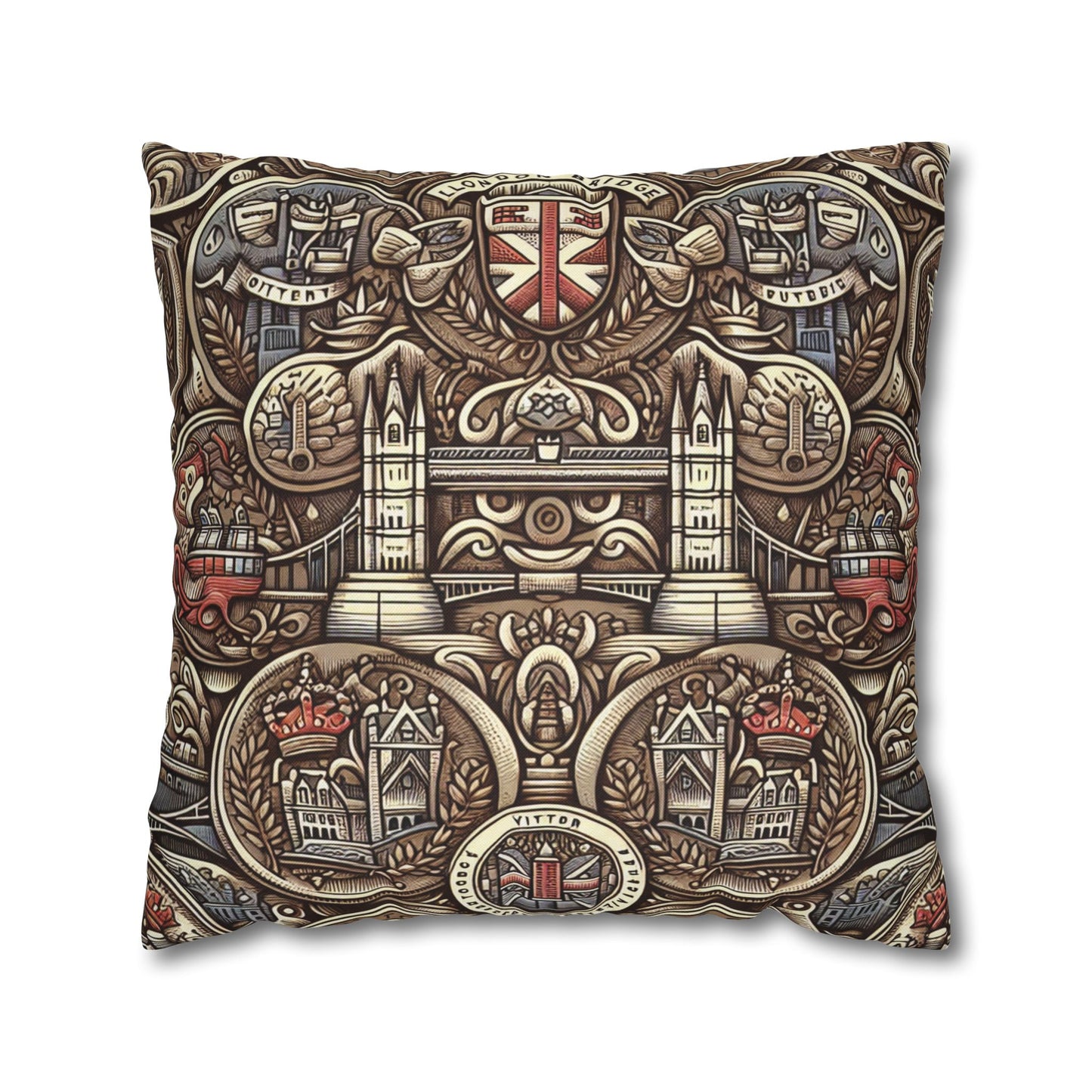 London Badge Spun Polyester Square Pillowcase