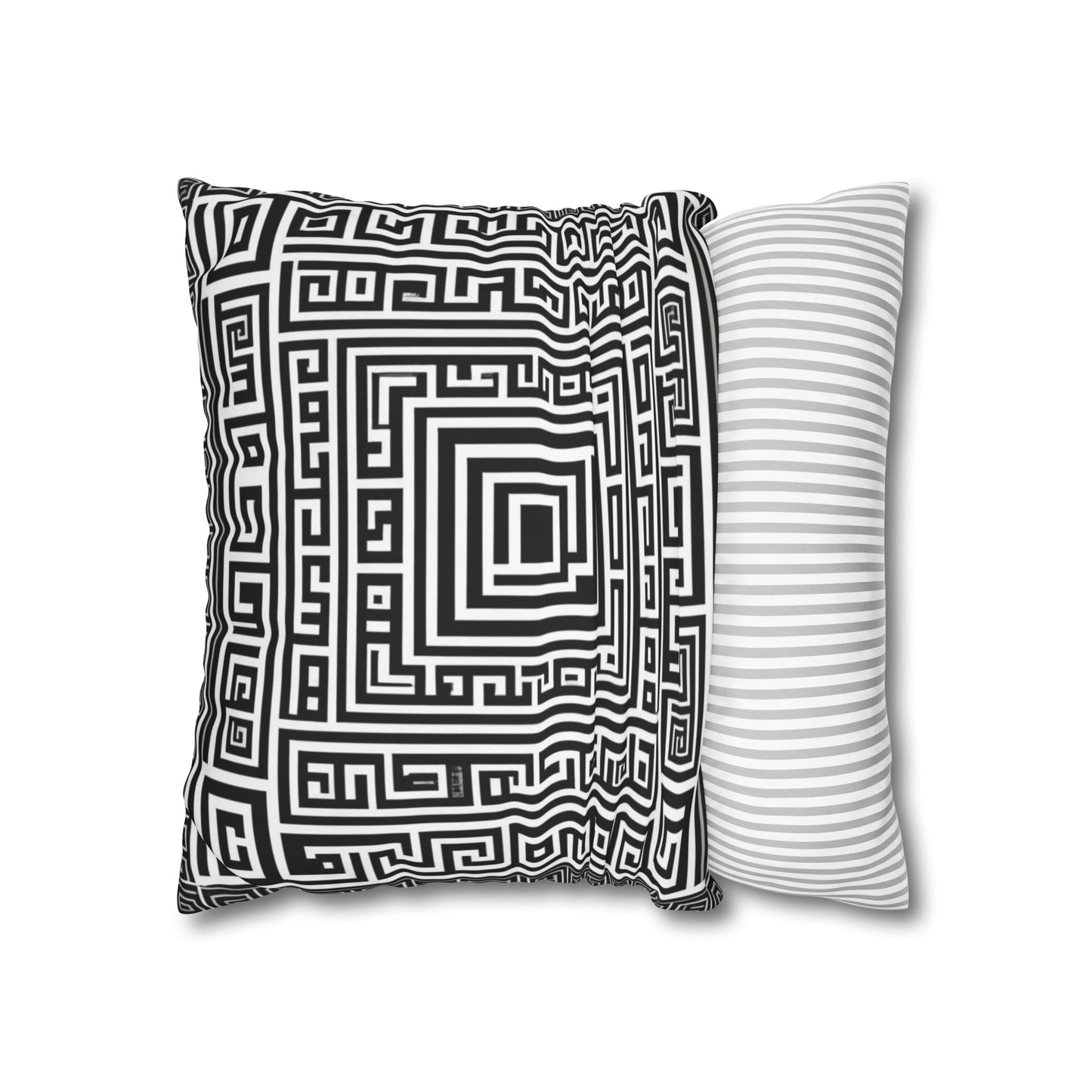 Greek Key Square Poly Canvas Pillowcase