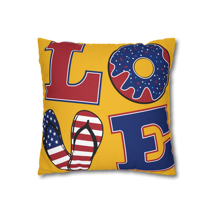 Love for USA Spun Polyester Square Pillowcase