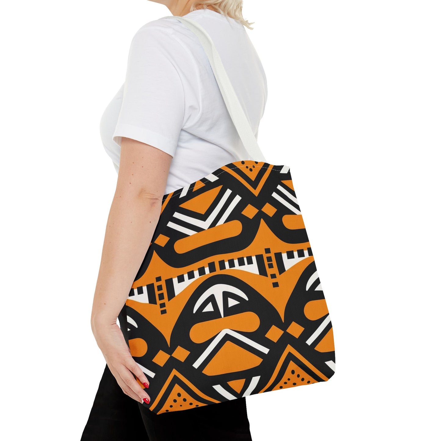 Tribal Tote Bag - Orange and Black Design