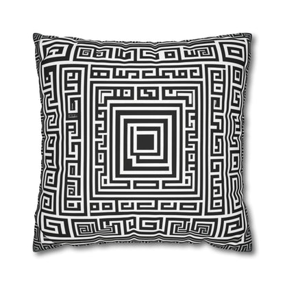 Greek Key Square Poly Canvas Pillowcase