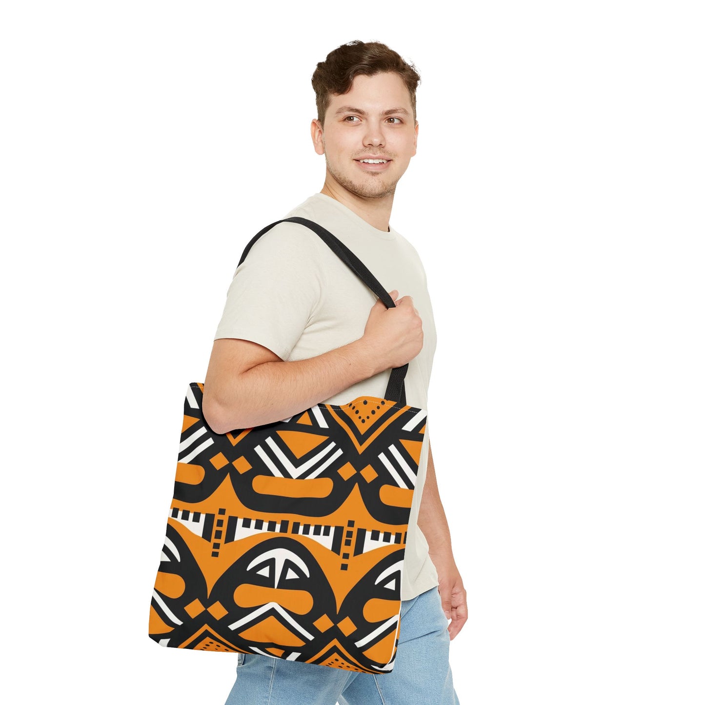 Tote Bag - Tribal Black & Orange Print