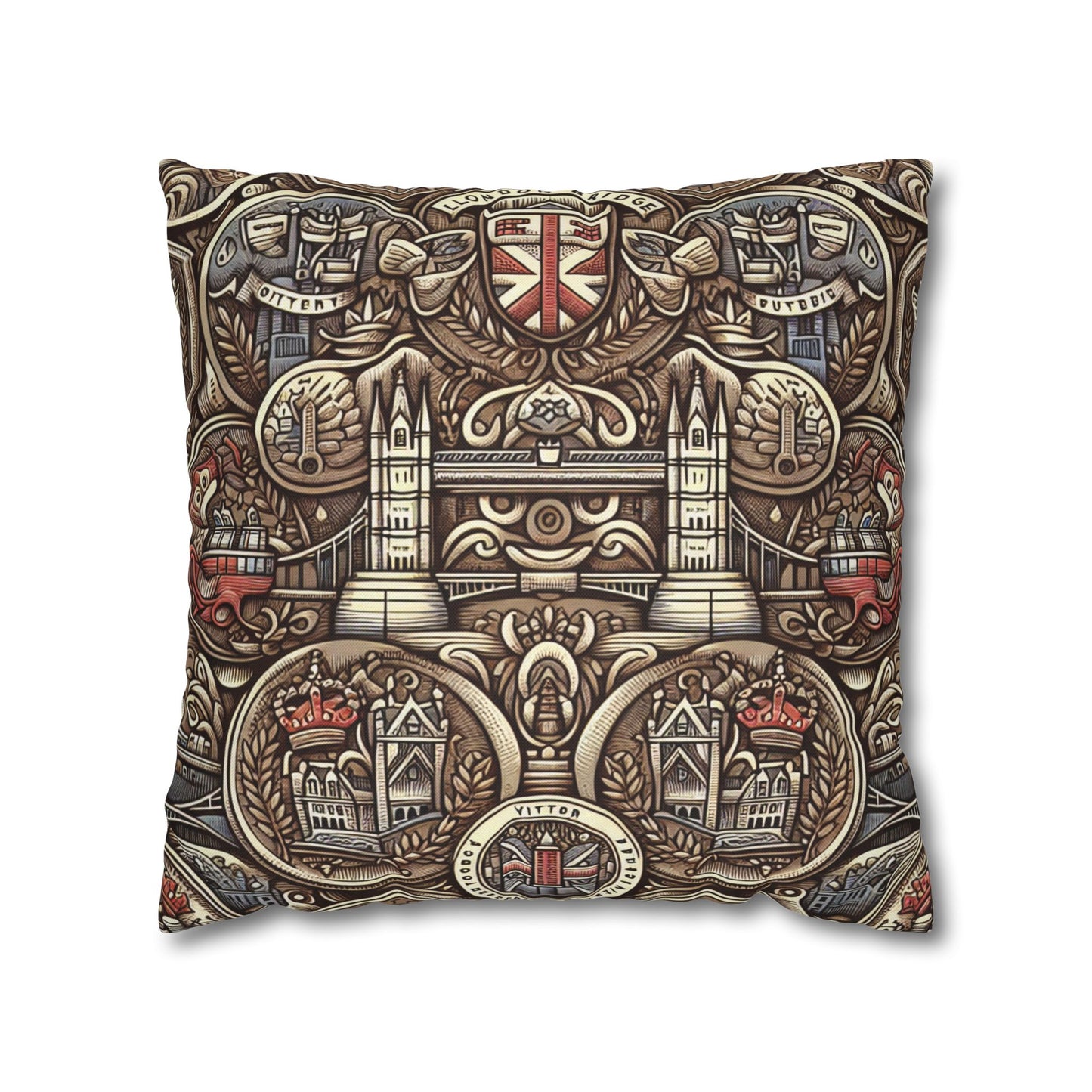 London Badge Spun Polyester Square Pillowcase