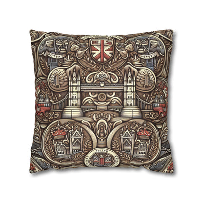 London Badge Spun Polyester Square Pillowcase