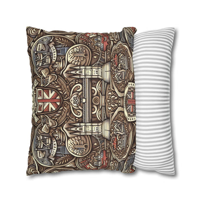 London Badge Spun Polyester Square Pillowcase