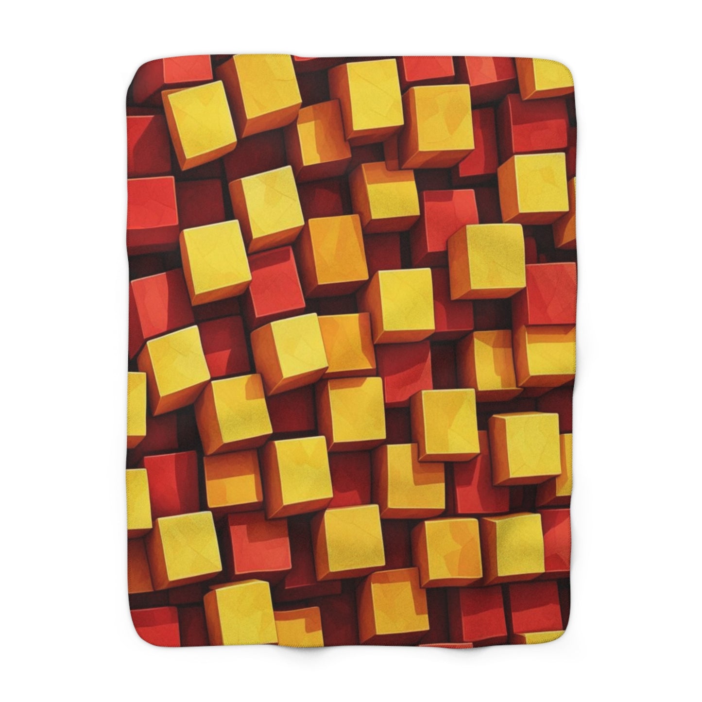 Sherpa Blanket Red & Yellow Cubes