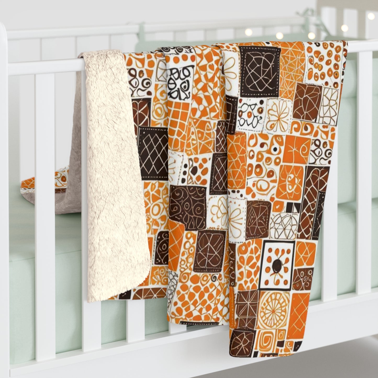 Sherpa Fleece Blanket Orange and Black Patterns