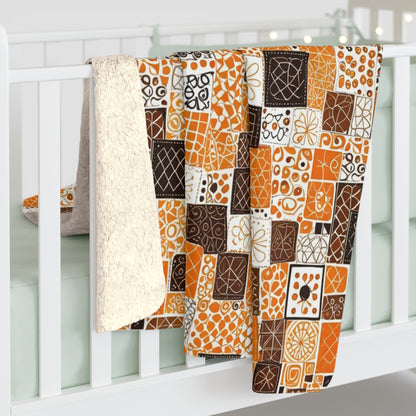 Sherpa Fleece Blanket Orange and Black Patterns