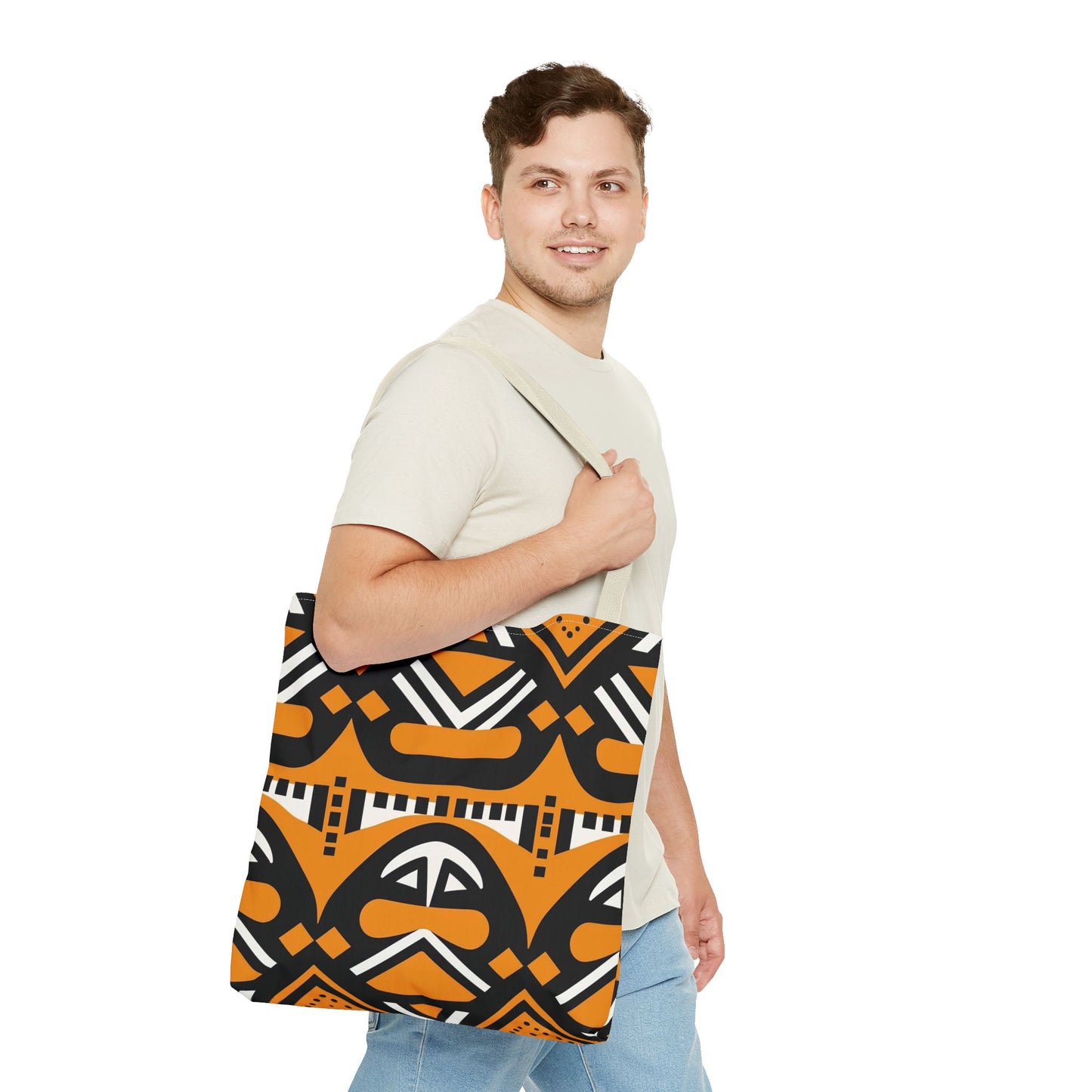 Tribal Tote Bag - Orange and Black Design